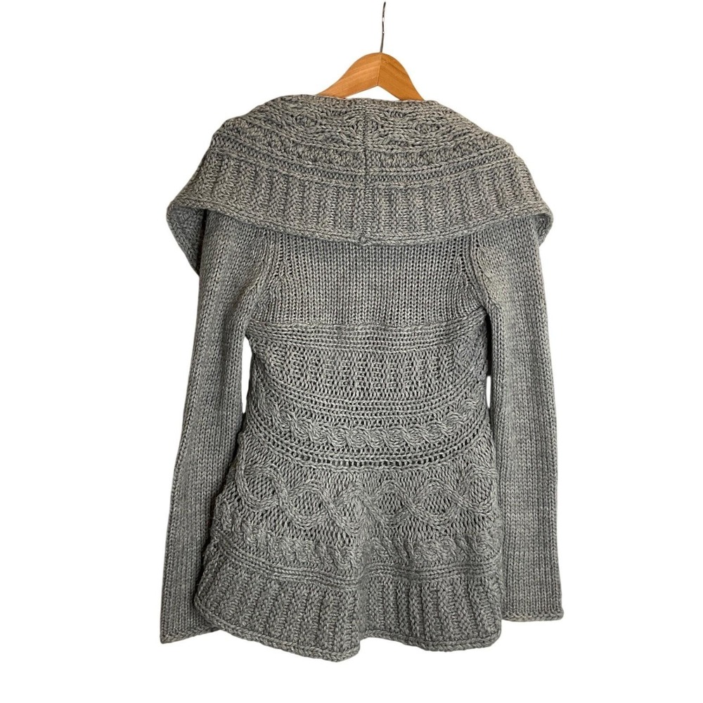 xxi Chunky Cardigan‎ Y2K Wrap Open Wool Blend Satin Belt Oversized Cottagecore M - Picture 2 of 6